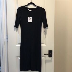 DIANE von FURSTENBERG BLACK COTTON STRETCH MEESON LBD Size Medium